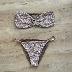 Acacia Swimwear Brown and White Floral Bikini